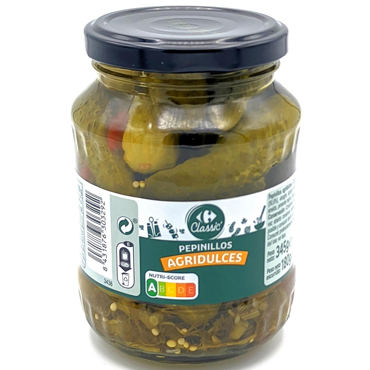 Pepinillos agridulces Classic Carrefour 180 g.