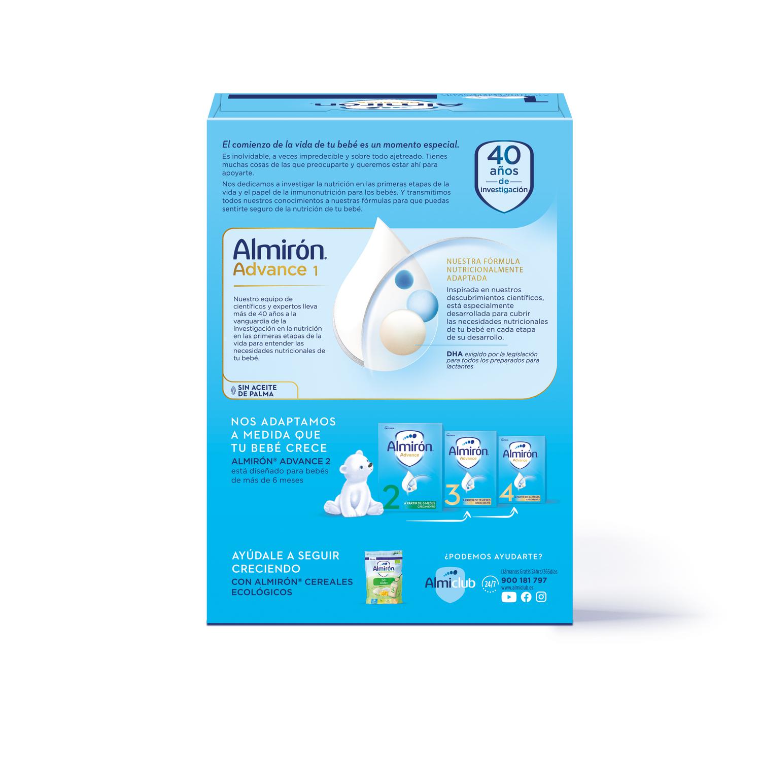Leche infantil para lactantes desde el primer día en polvo Almirón Advance 1 sin aceite de palma 1200 g.