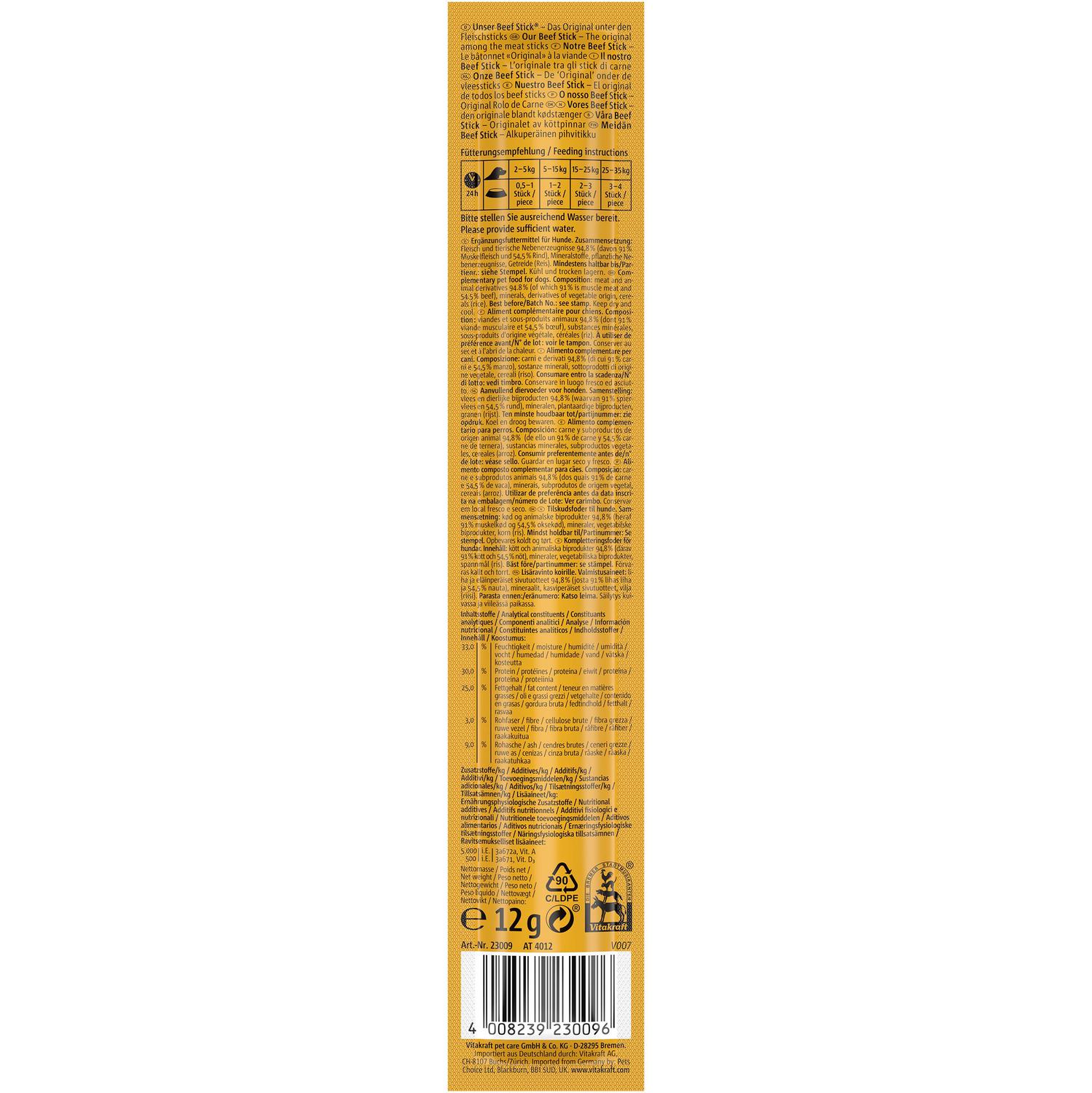Snack de buey para perro Vitakraft Beef Stick