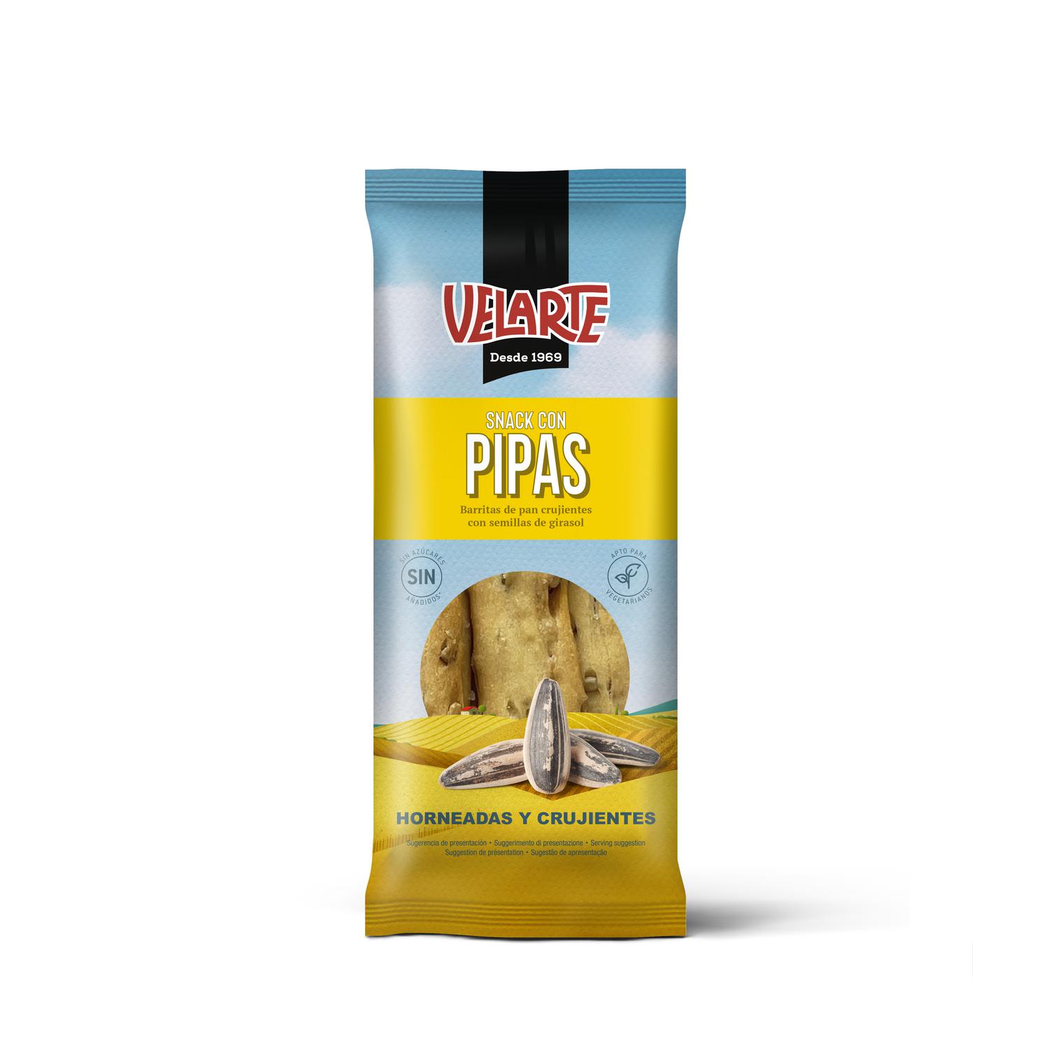 Barritas de pan crujientes con pipas Velarte sin azúcar añadido 80 g.