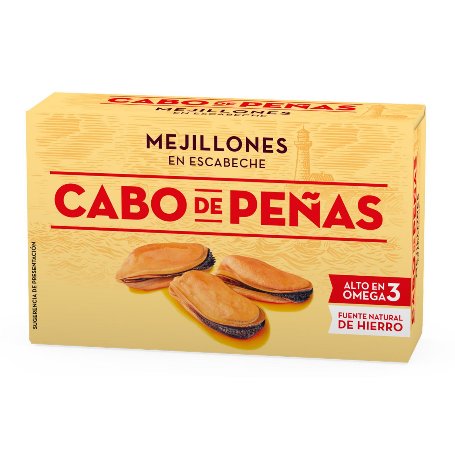 Mejillones en escabeche Cabo de Peñas sin gluten 69 g.