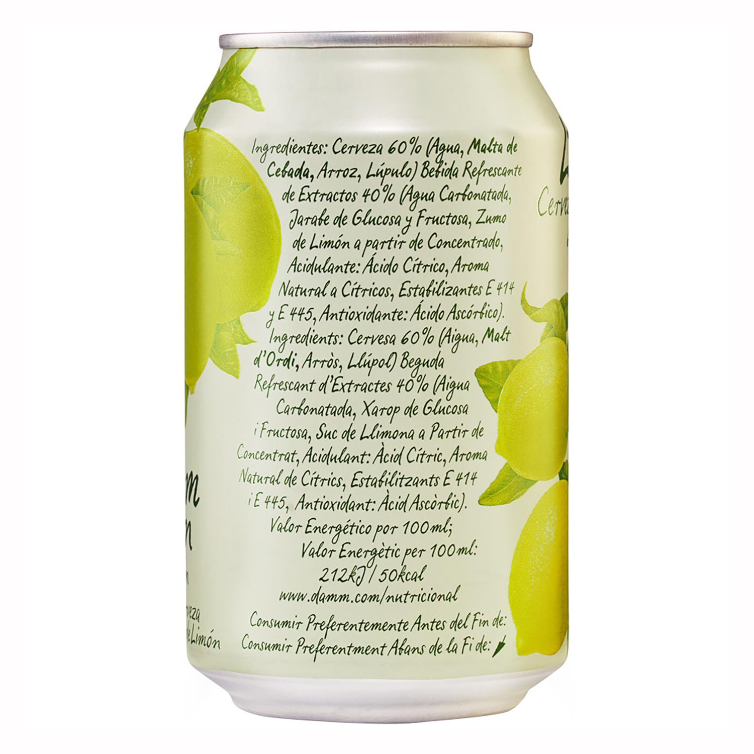 Cerveza Damm Lemon con limón lata 33 cl.