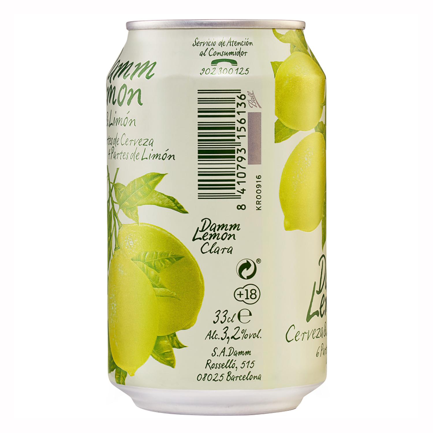 Cerveza Damm Lemon con limón lata 33 cl.