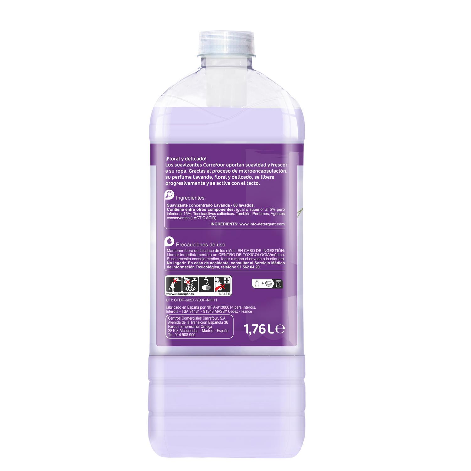 Suavizante concentrado lavanda Essential Carrefour 80 lavados.