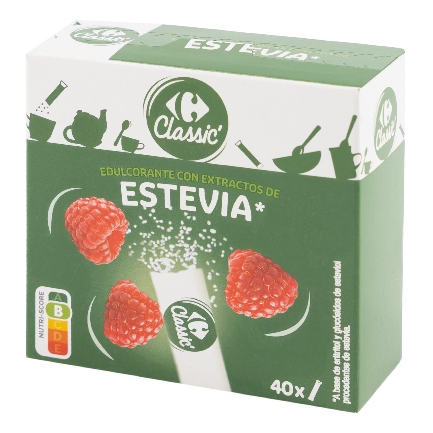 Edulcorante con extractos de estevia Carrefour 40 ud.