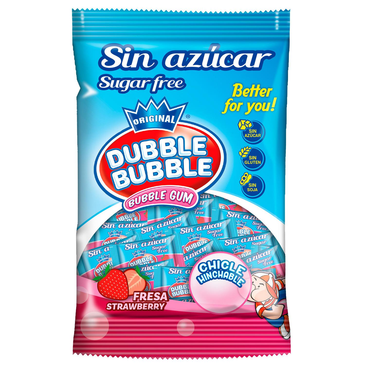 Chicle sabor fresa Dubble Bubble sin gluten y sin azúcar 85 g.