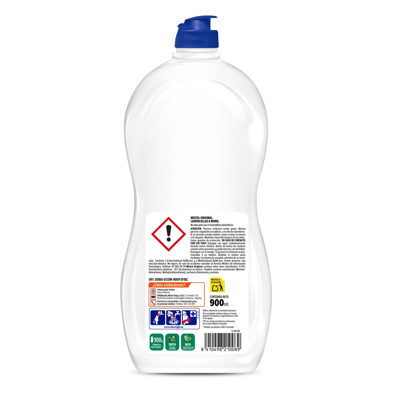 Lavavajillas a mano original Mistol 900 ml.