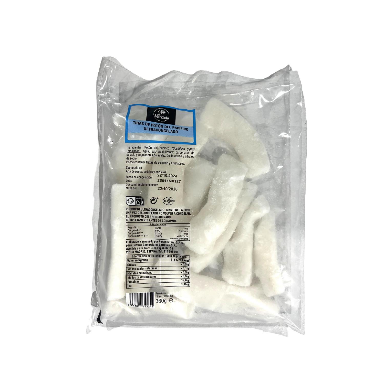 Tiras de potón del pacífico ultracongelado Carrefour El Mercado 360 g