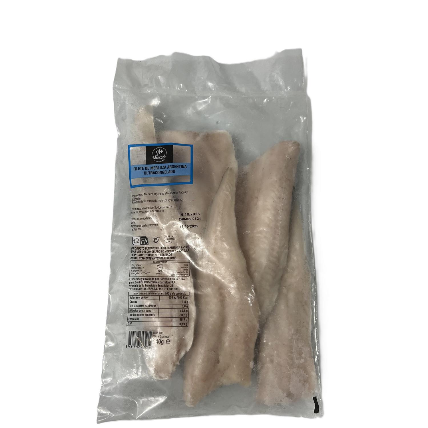 Filete de merluza argentina ultracongelado Carrefour El Mercado 540 g