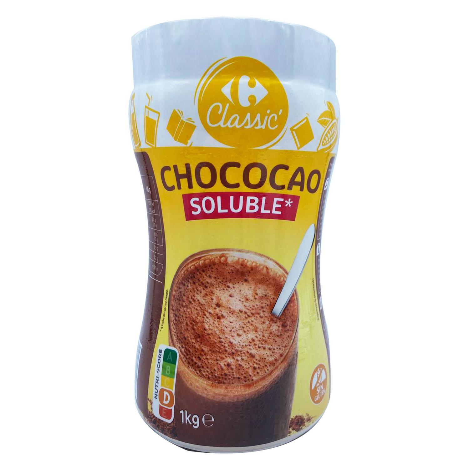 Cacao soluble Chococao Carrefour Classic sin gluten 1 kg.