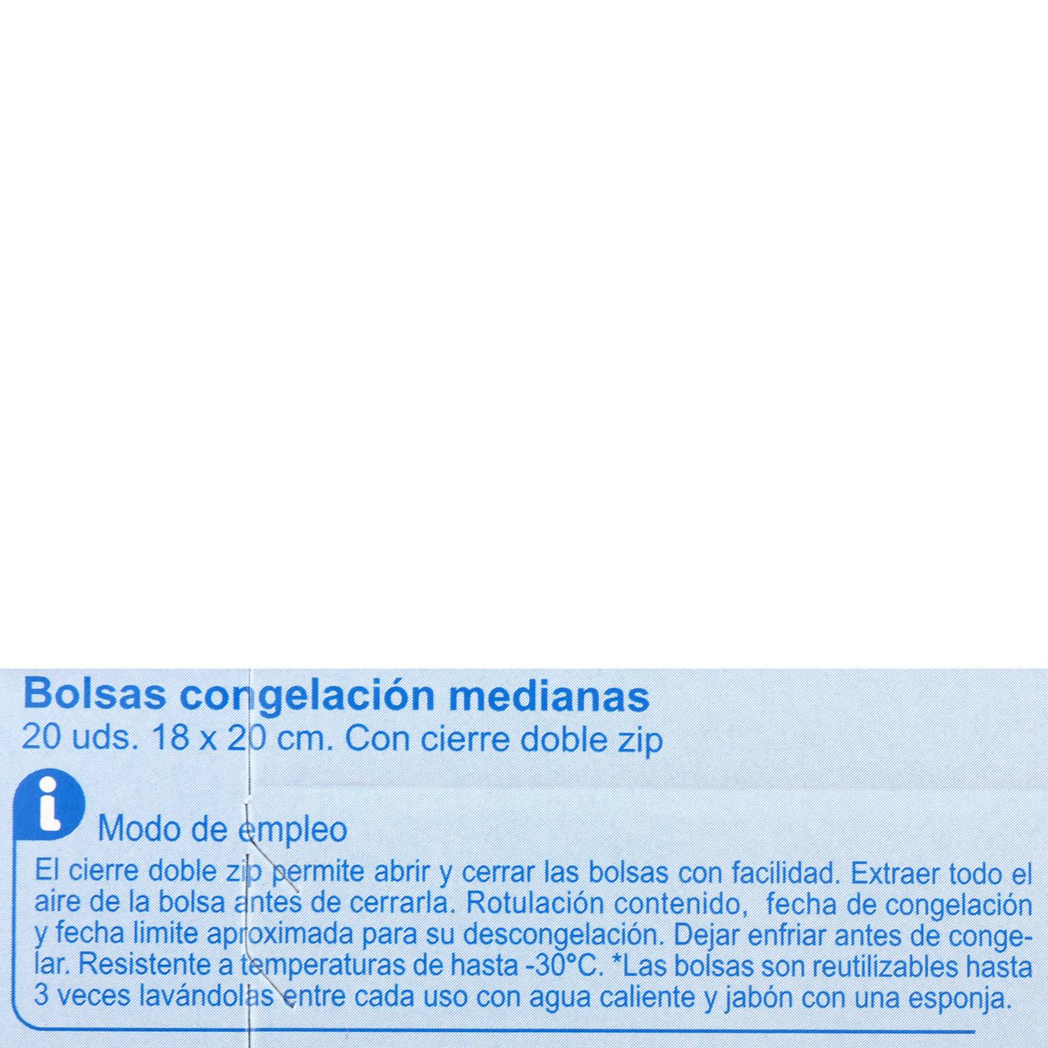 Bolsas de congelación cierre doble zip medianas Carrefour Expert 20 ud.