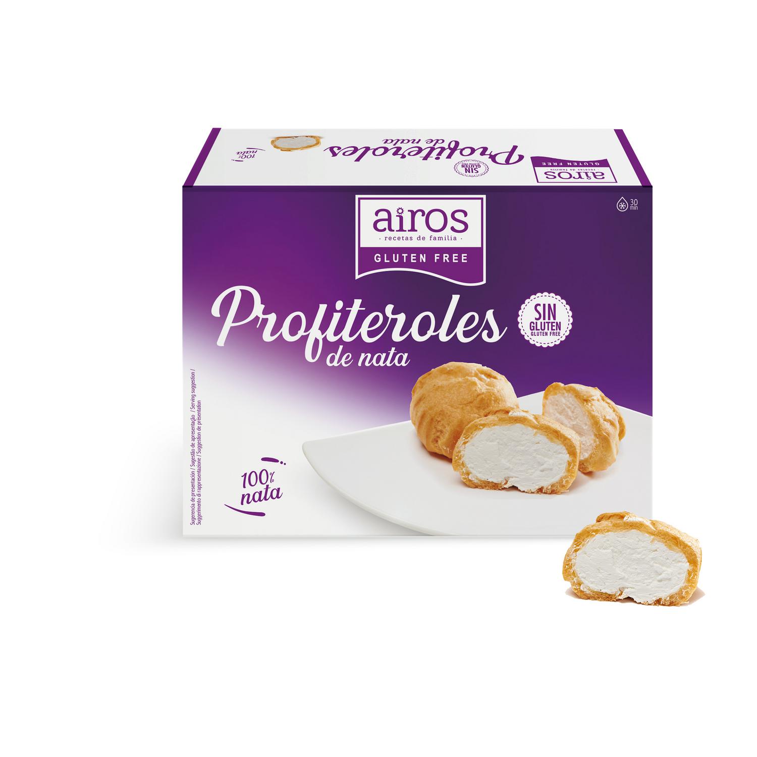 Profiteroles rellenos de nata Airos sin gluten 250 g