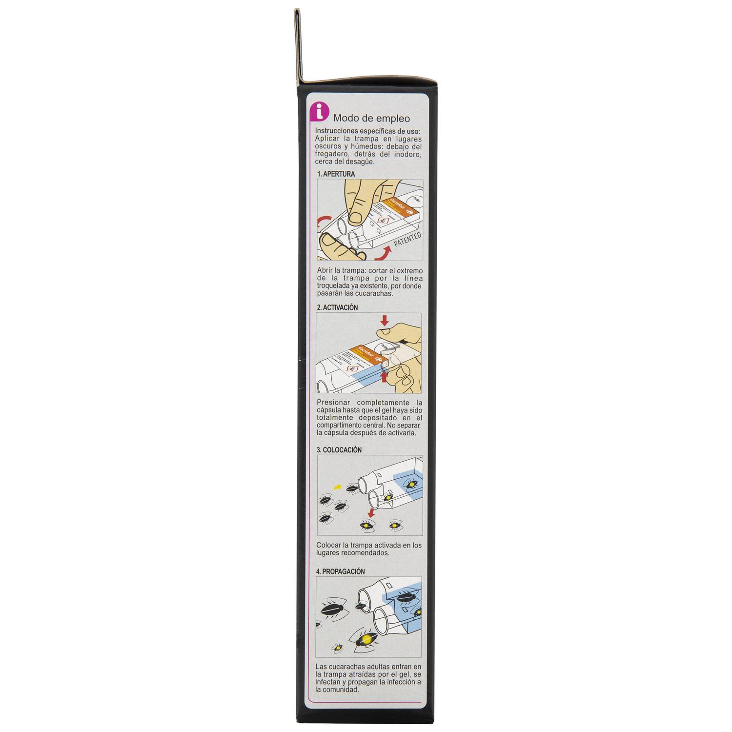 Trampa mata cucarachas Carrefour pack de 6 unidades de 2,5 g.