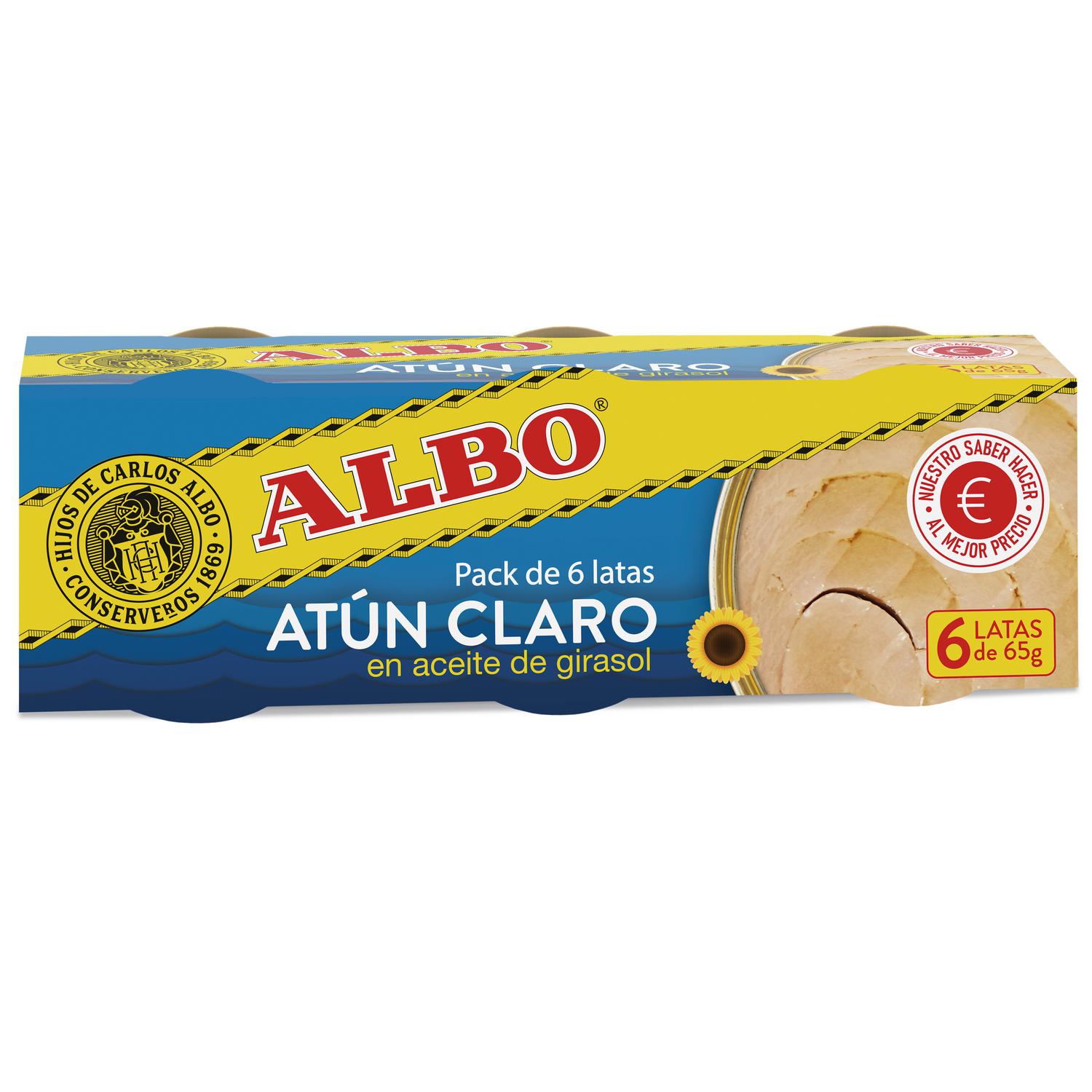 Atún claro en aceite de girasol Albo pack de 6 latas de 48 g.