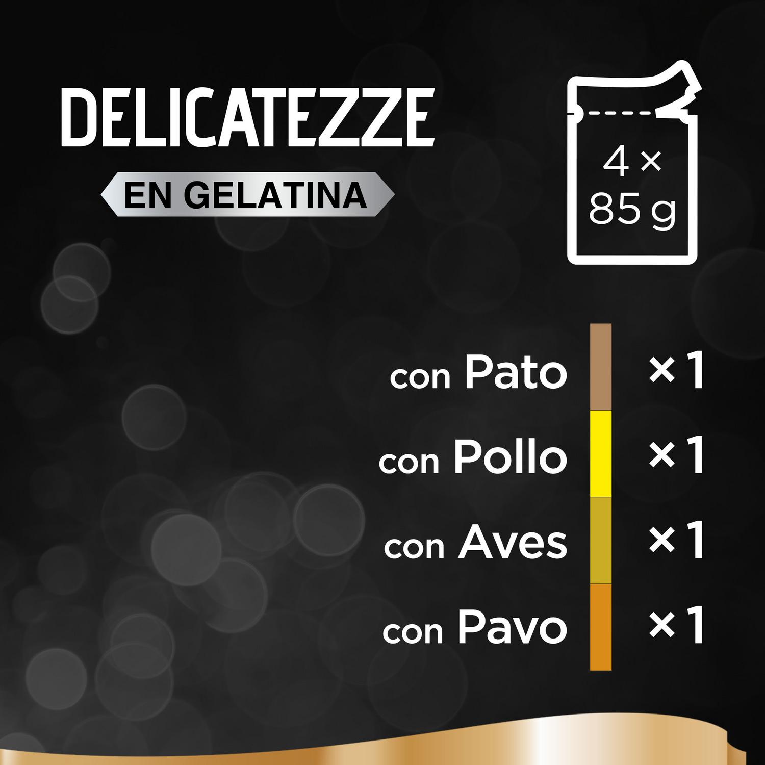 Comida húmeda selección de aves en gelatina para gatos Sheba Delicatezze pack de 4 unidades de 85 g.
