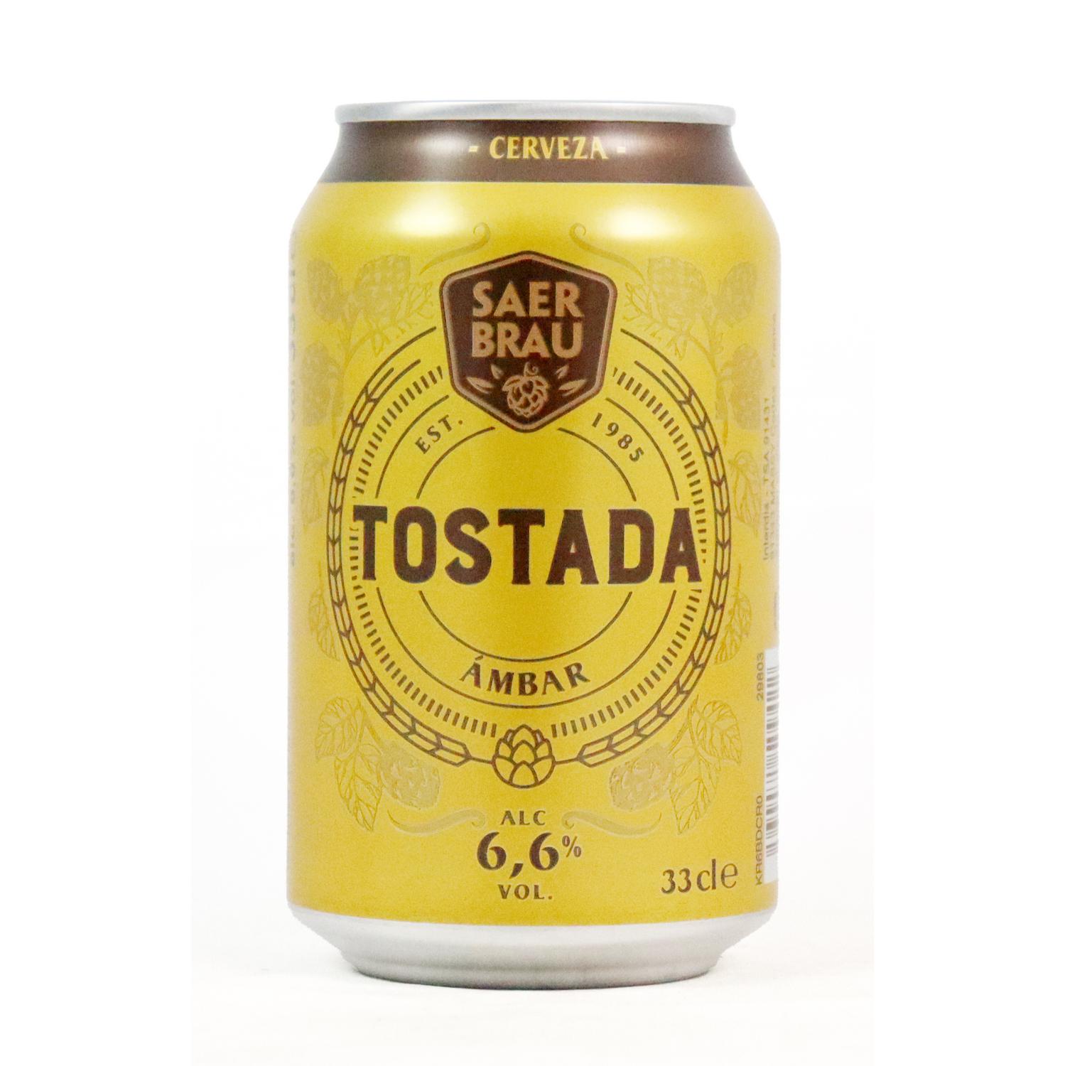 Cerveza tostada Saer Brau lata 33 cl.
