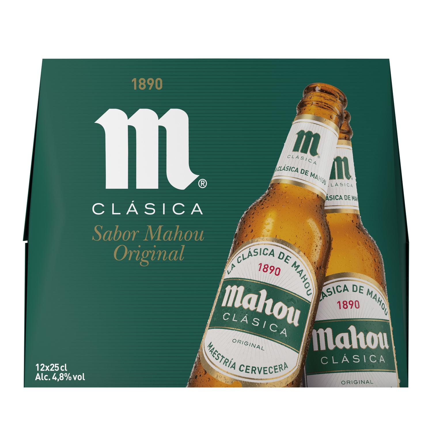 Cerveza Mahou Clásica pack de 12 botellas de 25 cl.