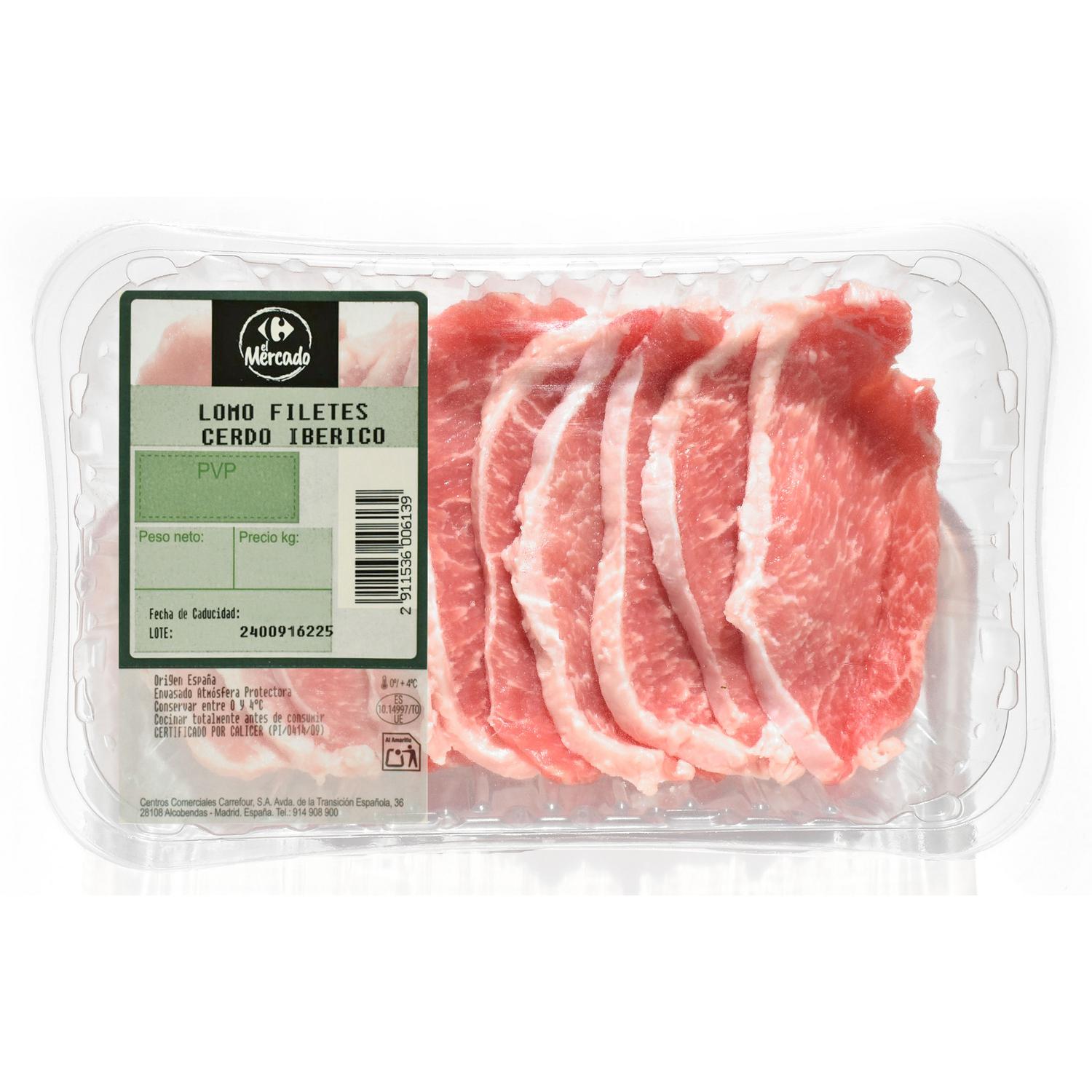 Filetes de lomo de cerdo ibérico El Mercado 350 g aprox