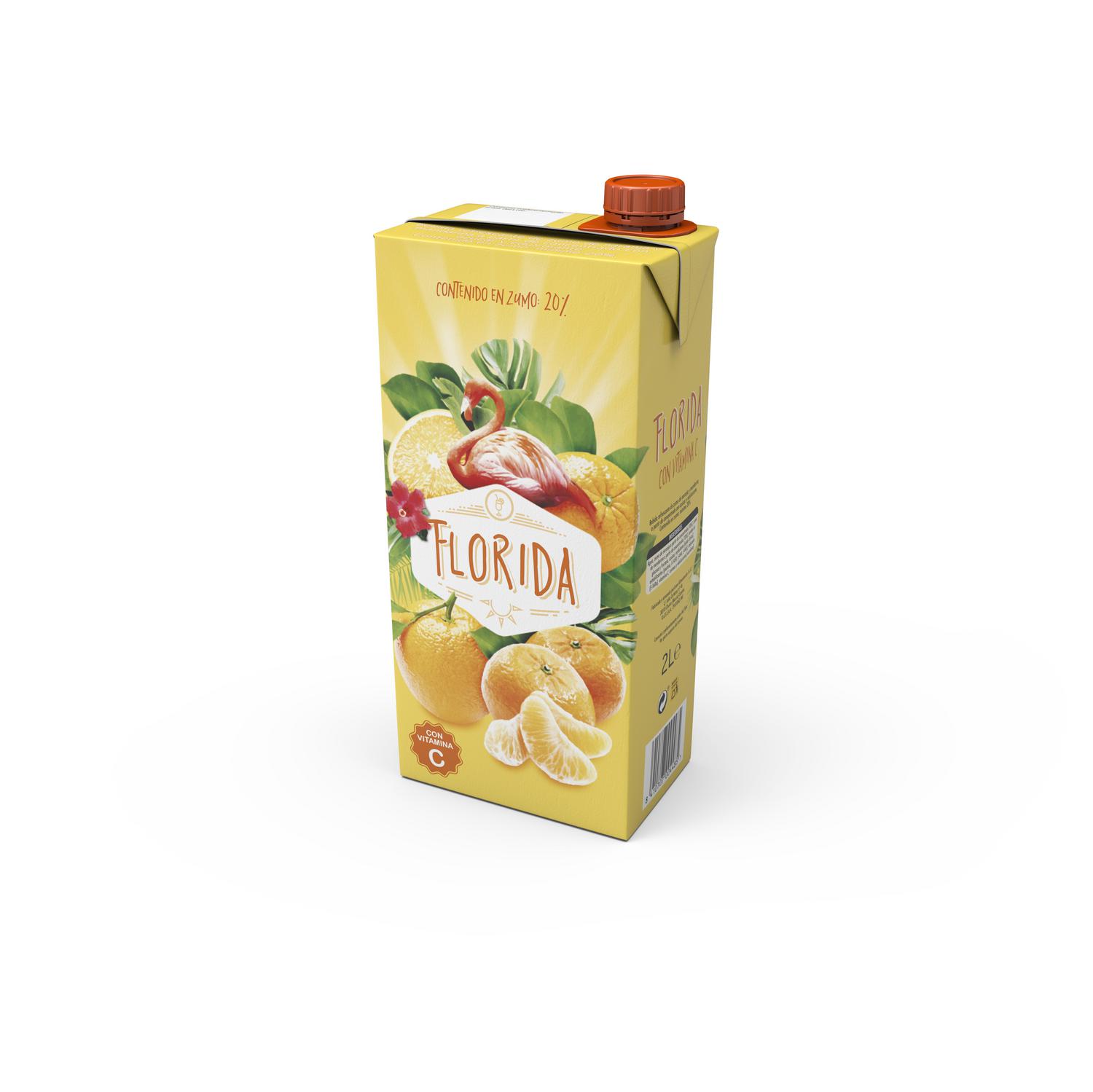 Bebida de frutas naranja y mandarina Florida Juver 2 l.