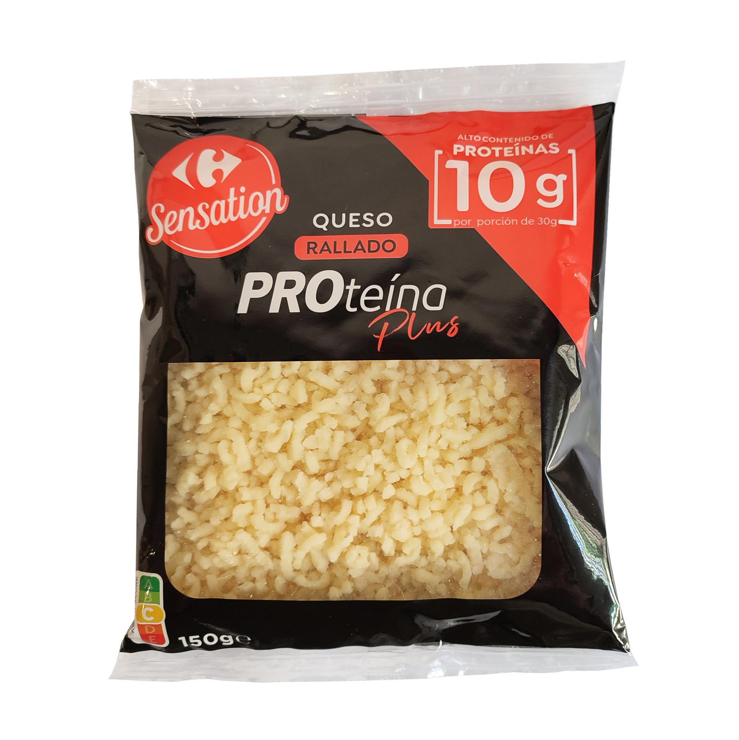 Queso rallado Proteína Plus Sensation Carrefour sin gluten 150 g.