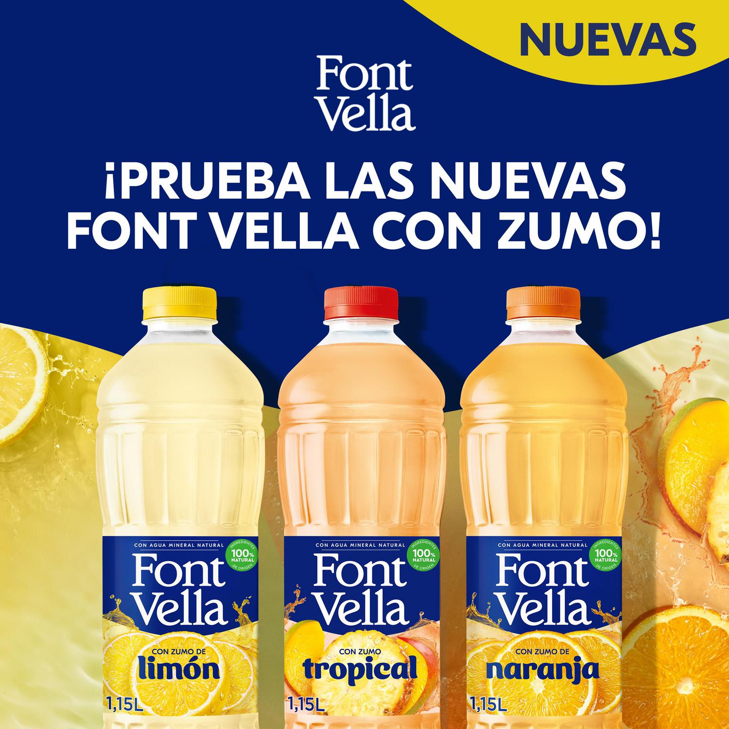 Agua mineral natural Font Vella con zumo de limón 1,15 l.