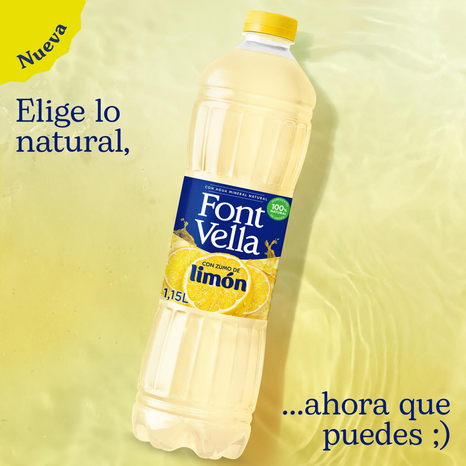 Agua mineral natural Font Vella con zumo de limón 1,15 l.