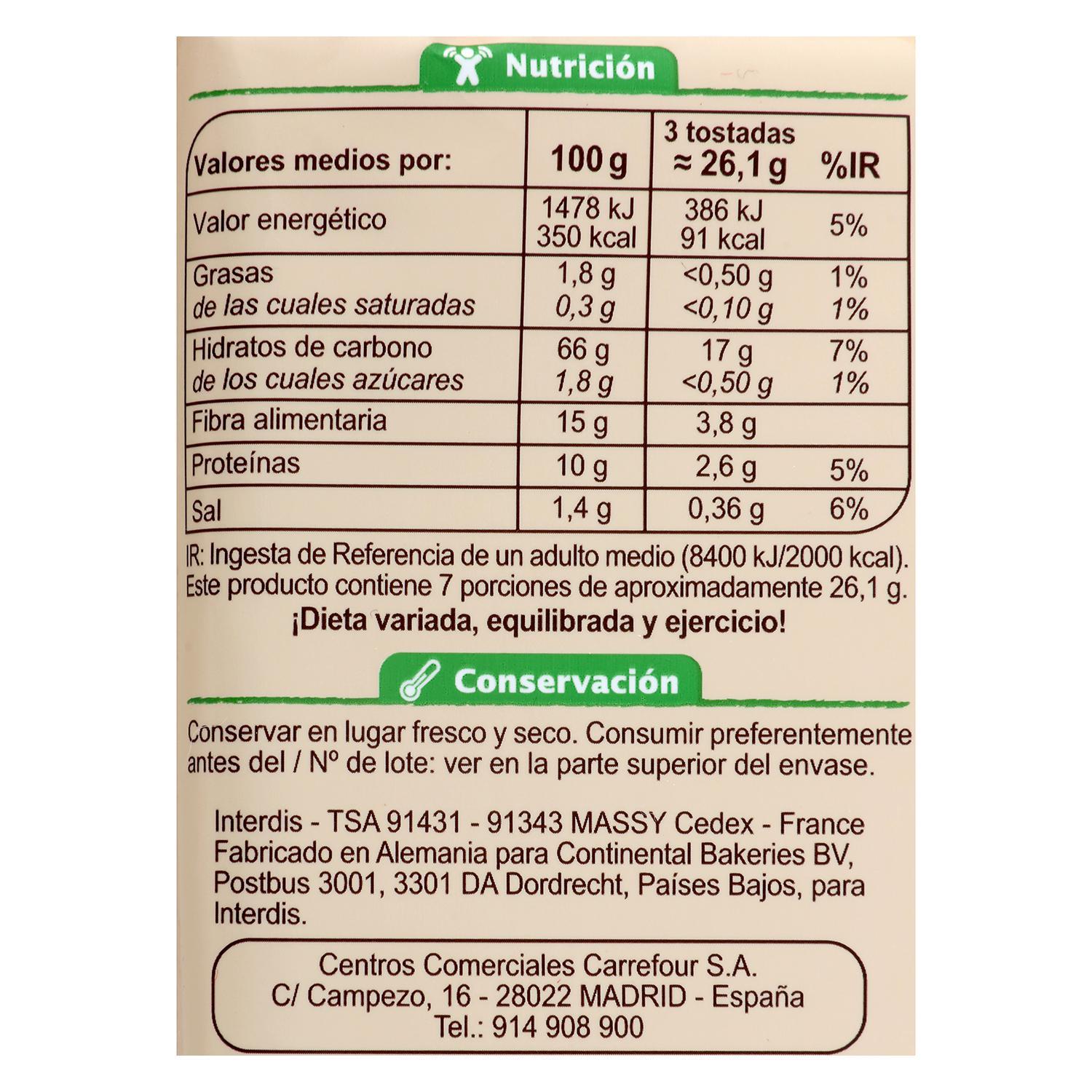 Tartines crujientes de centeno ecológicos Carrefour Bio 200 g.