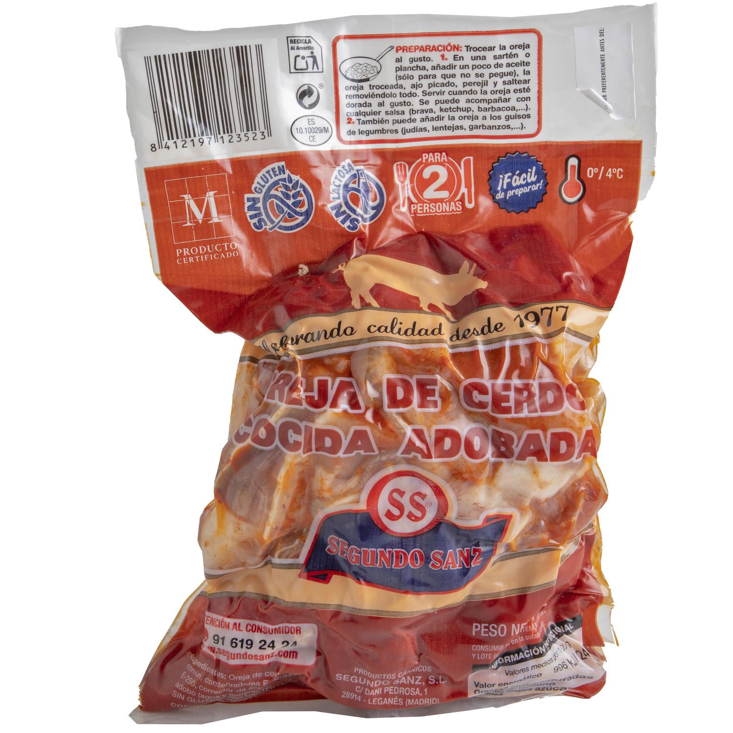 Oreja de cerdo cocida adobada Segundo Sanz 450 g