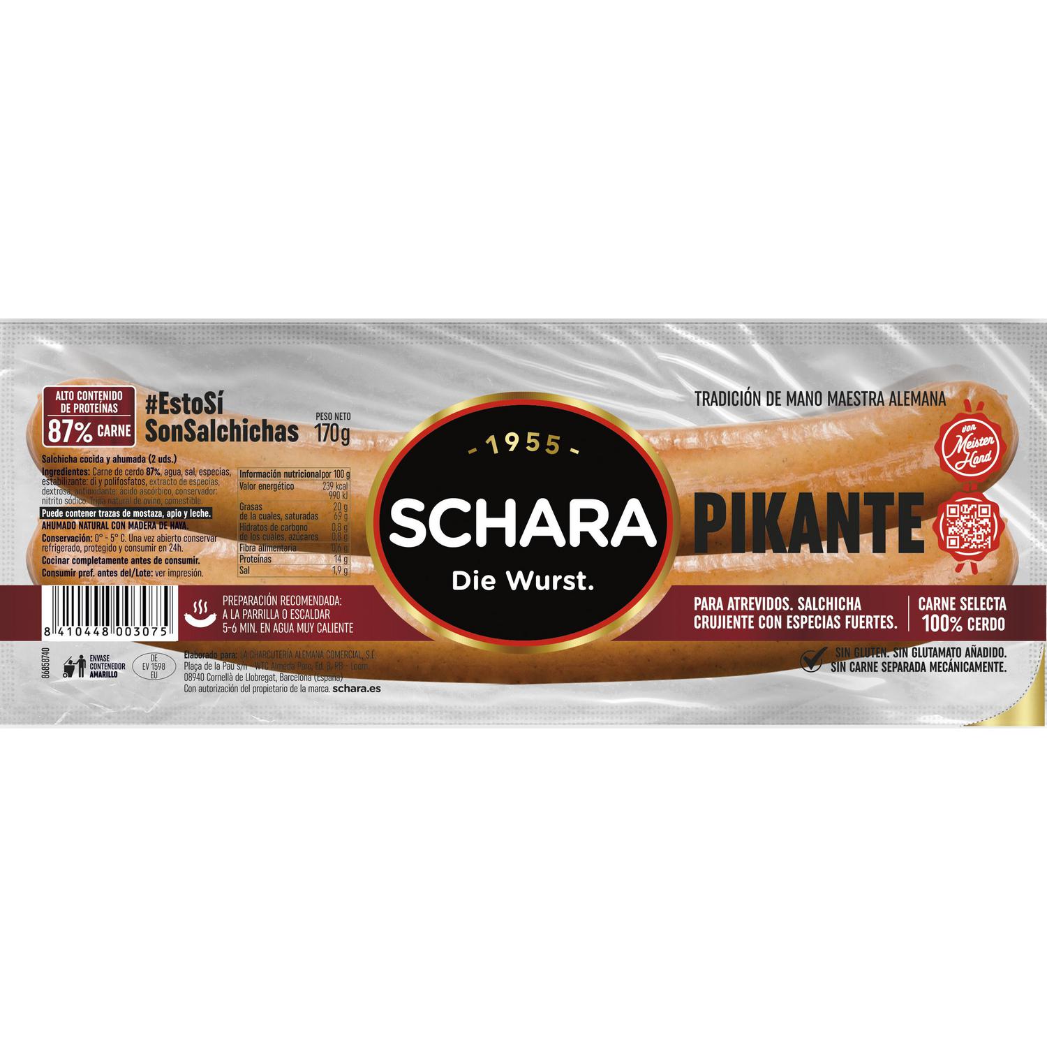 Salchichas picantes Schara sin gluten 170 g.
