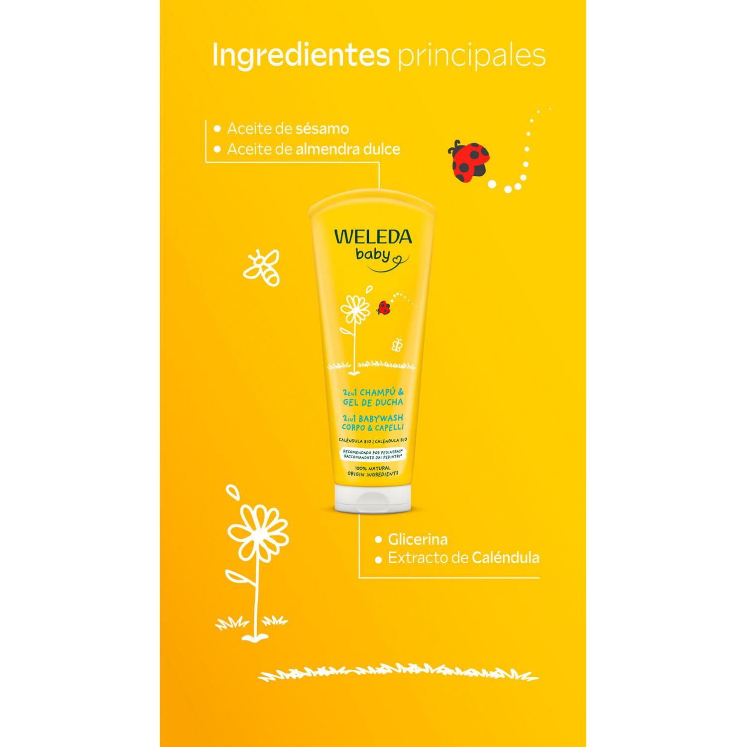 Champú y gel caléndula ecológico Weleda Baby 200 ml.