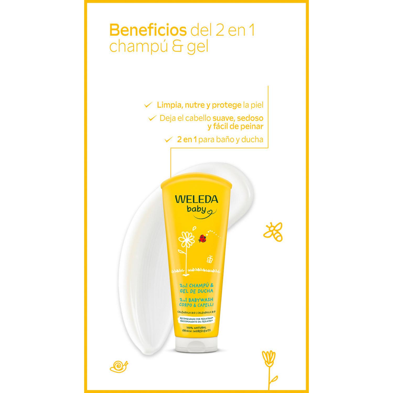 Champú y gel caléndula ecológico Weleda Baby 200 ml.