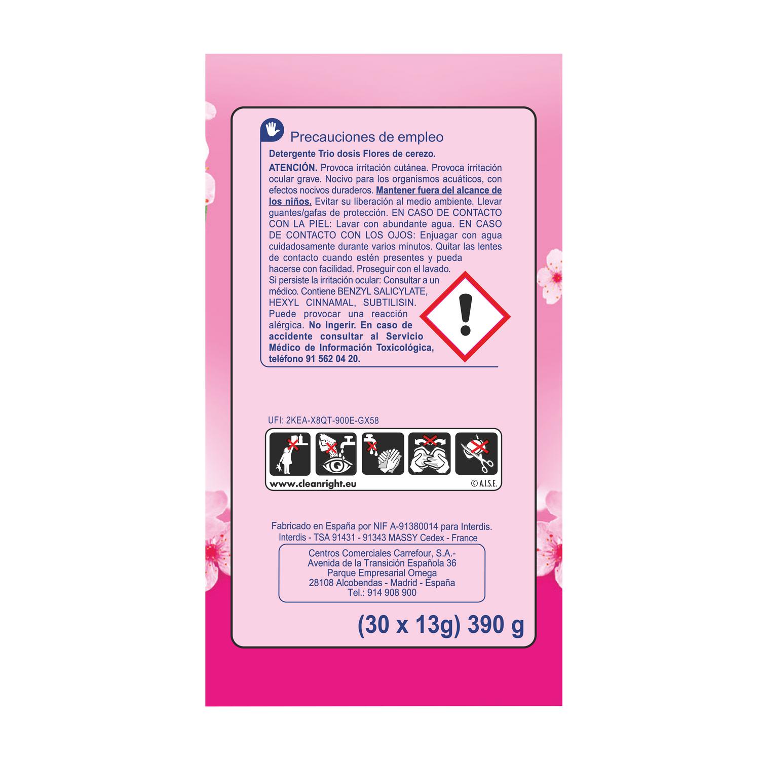 Detergente en capsulas Japón flor de cerezo Essential Carrefour 30 lavados.
