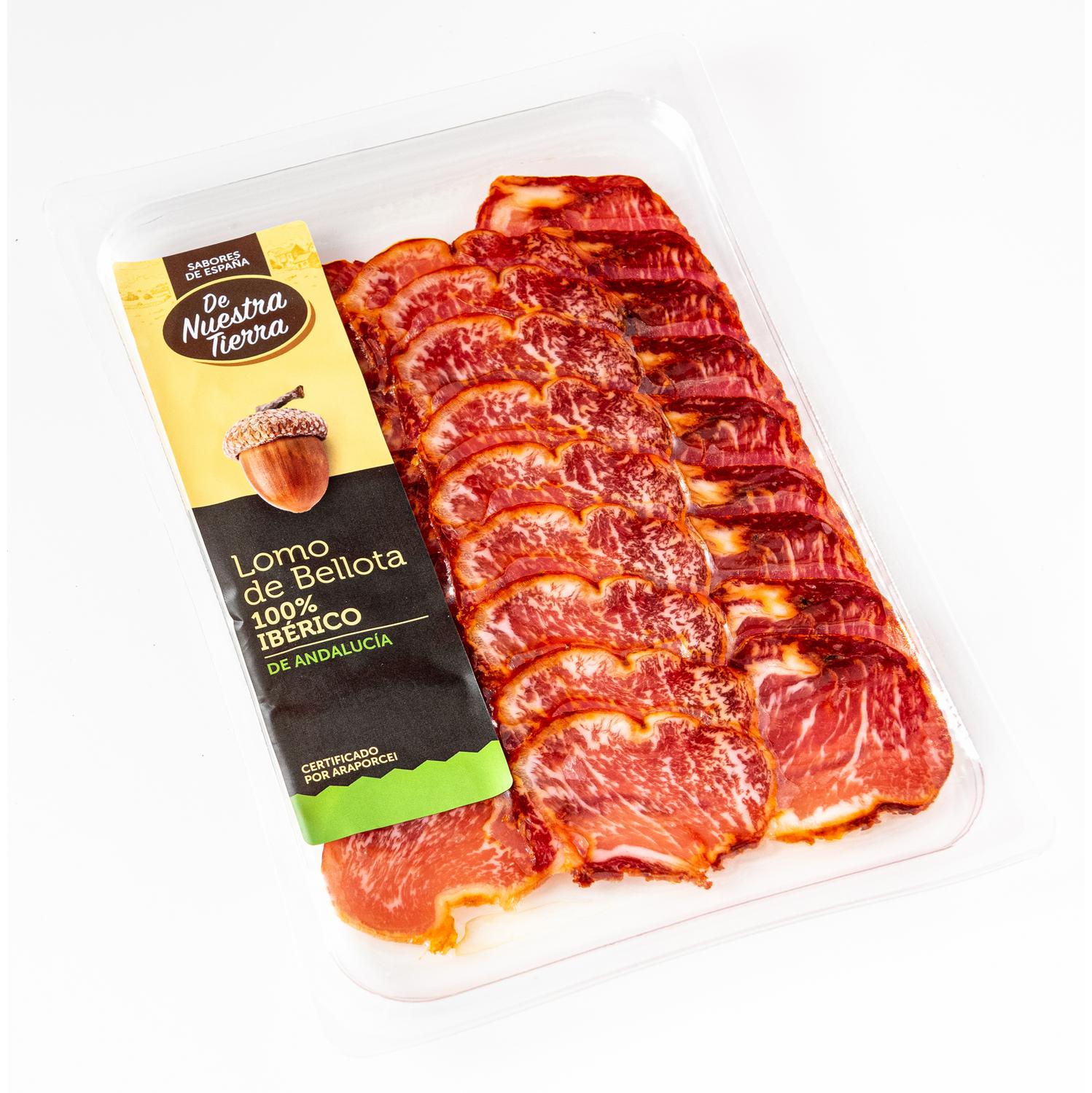 Lomo de Bellota Ibérico 100 % Raza Ibérica en lonchas De Nuestra Tierra 100 g
