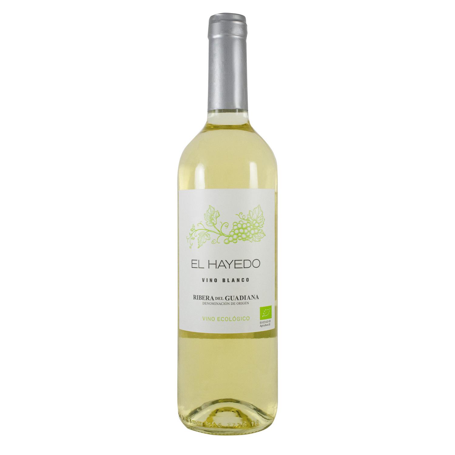 Vino blanco joven ecológico El Hayedo D.O. Ribera del Guadiana Vendimia Seleccionada 75 cl.