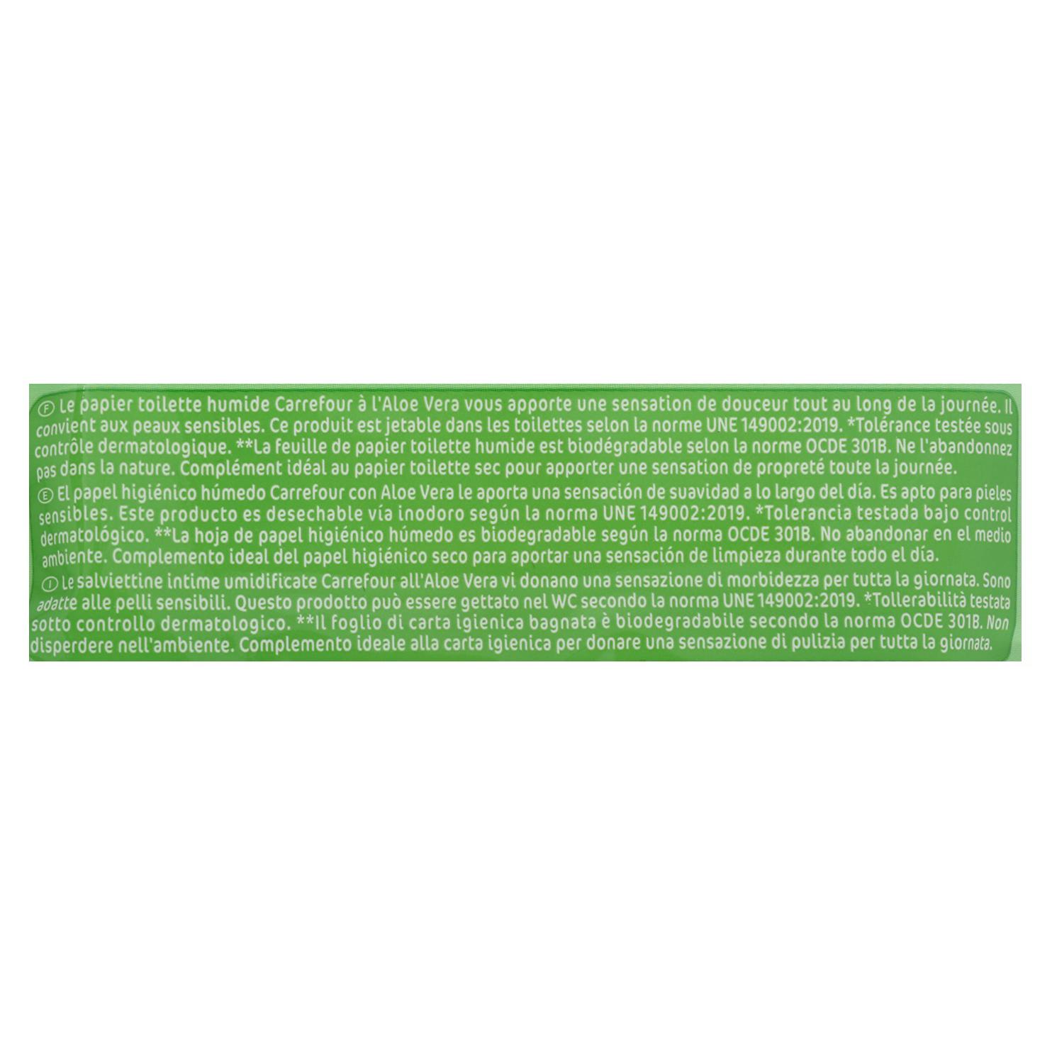 Papel higiénico húmedo aloe vera Carrefour 15 ud.