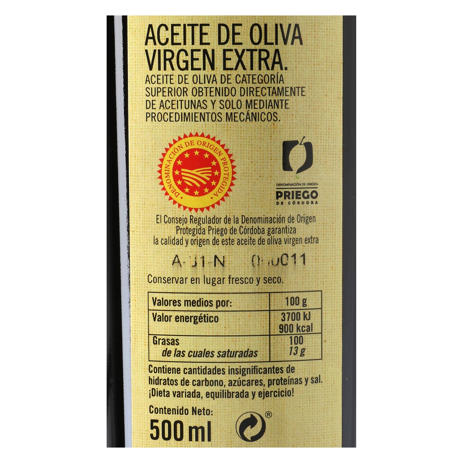Aceite de oliva virgen extra De Nuestra Tierra D.O Priego de Córdoba