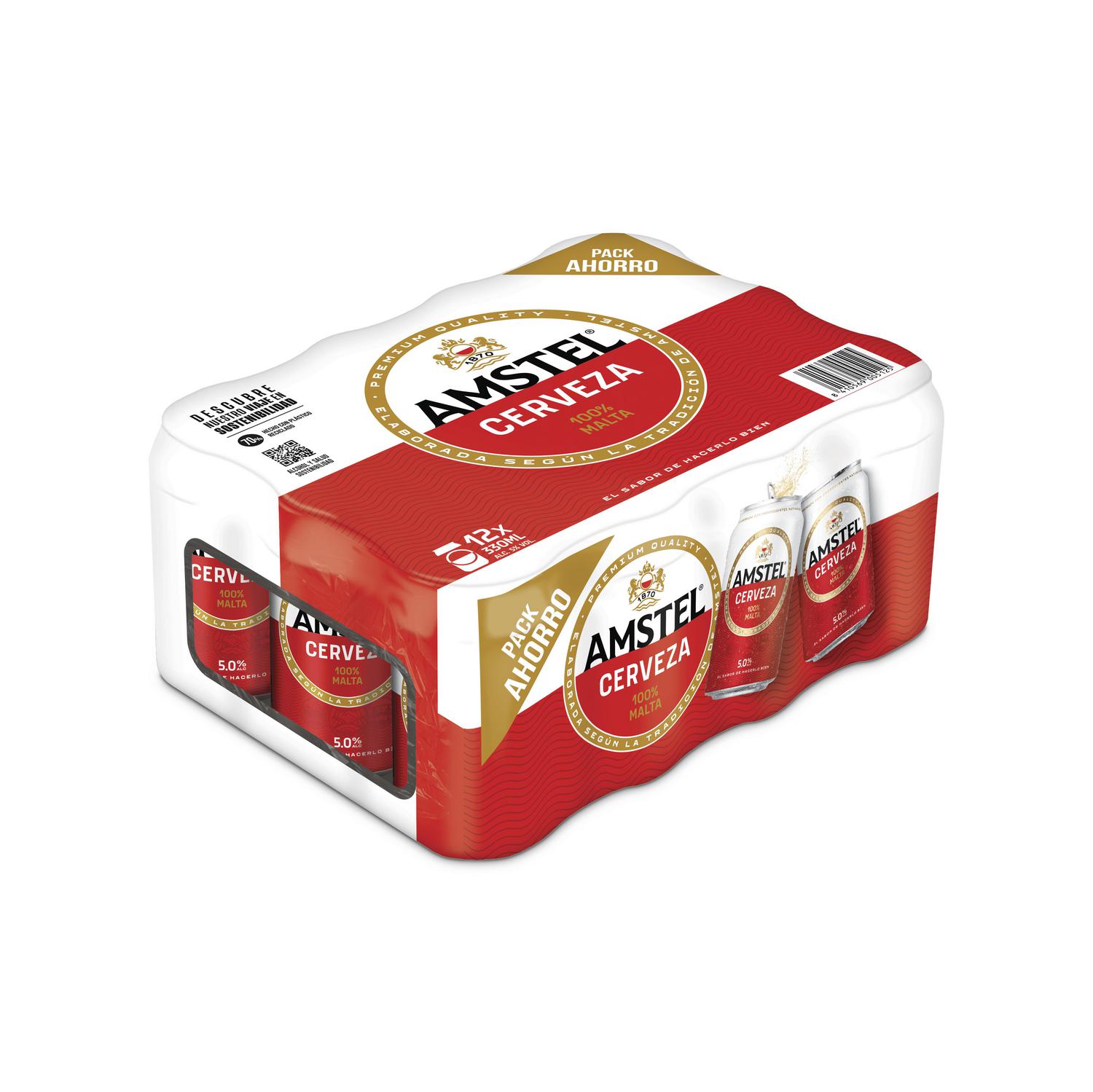 Cerveza Amstel pack 12 latas 33 cl.