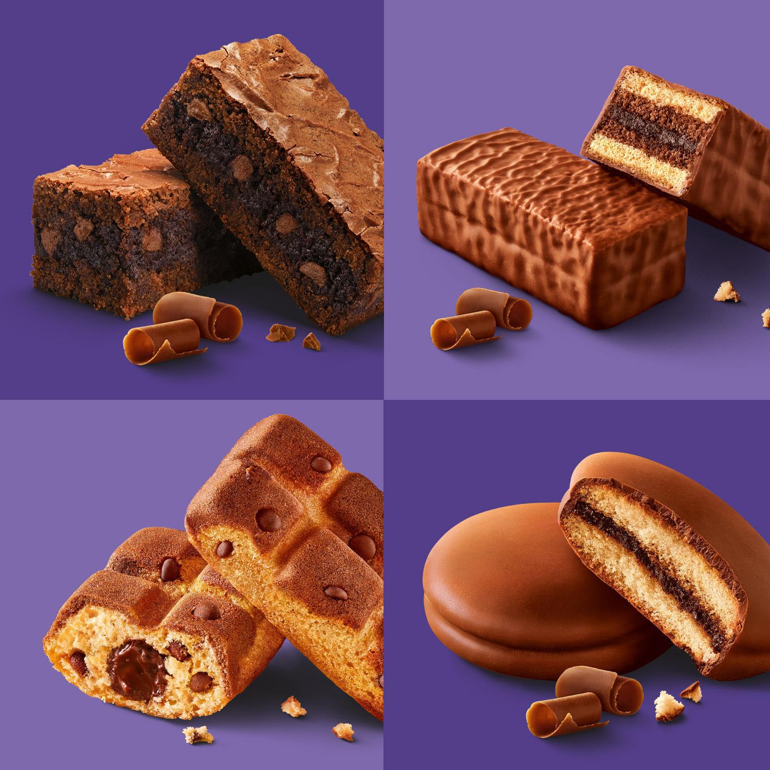 Bizcocho con pepitas de chocolate con leche y con una capa de bizcocho con cacao Tender Moo Milka 140 g