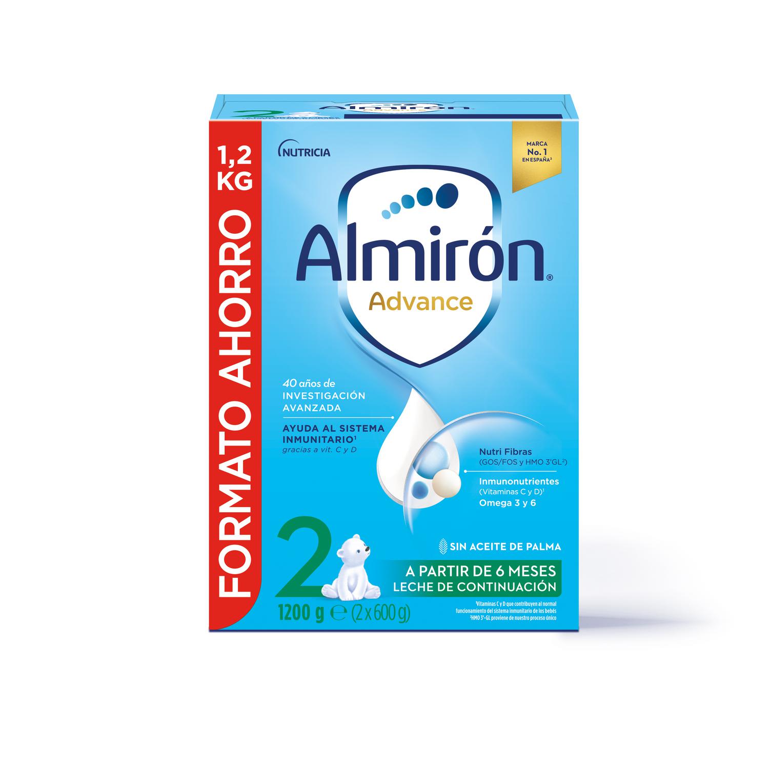 Leche infantil de continuación desde 6 meses en polvo Almirón Advance 2 sin aceite de palma 1200 g.