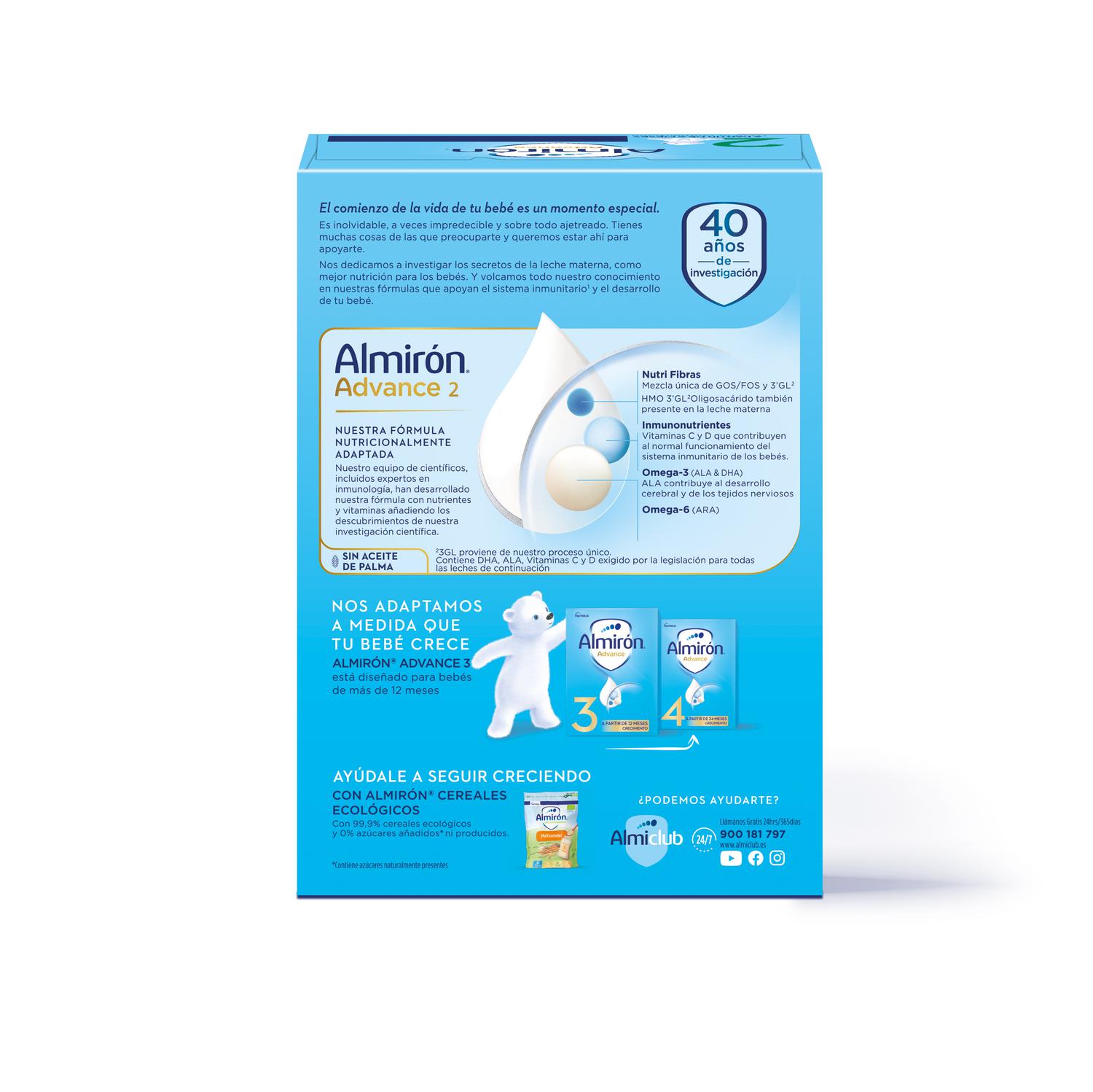Leche infantil de continuación desde 6 meses en polvo Almirón Advance 2 sin aceite de palma 1200 g.