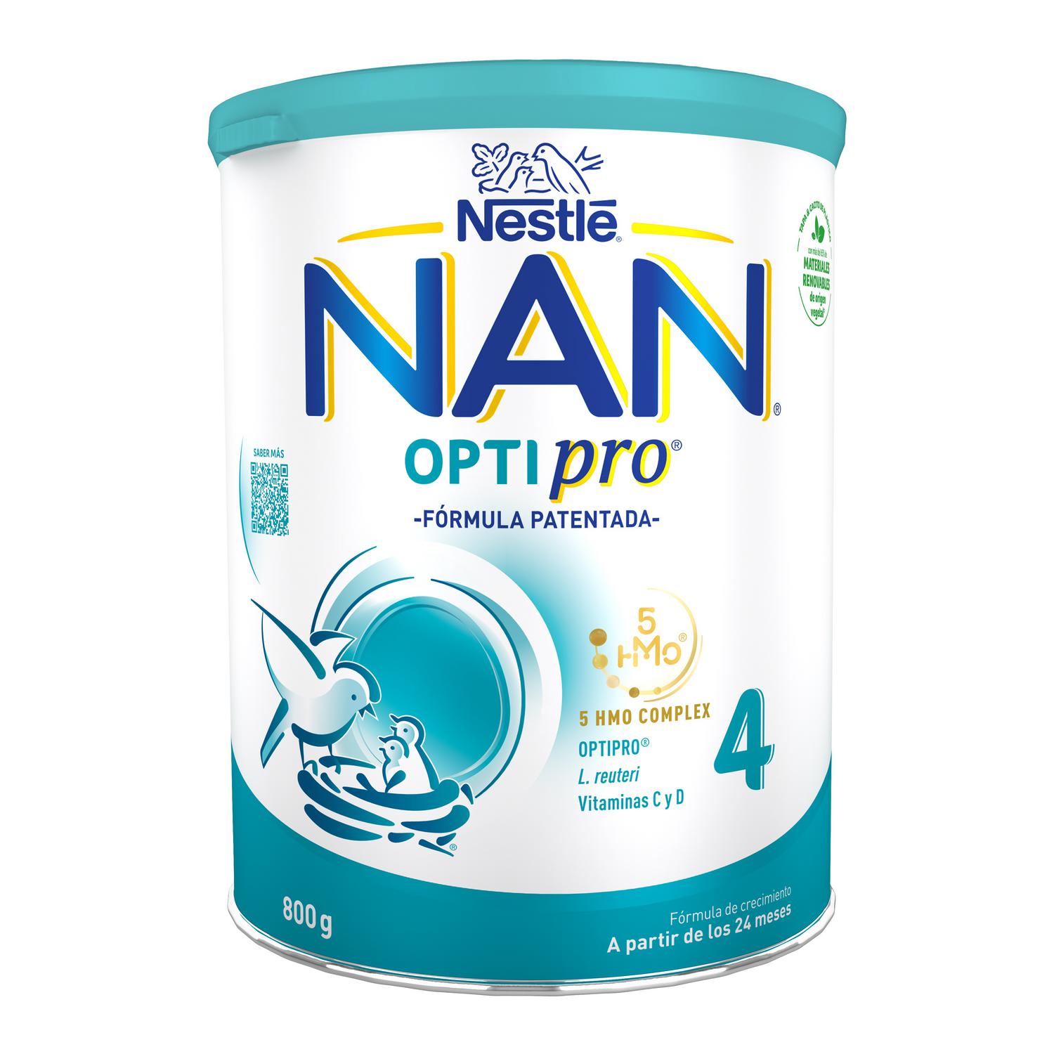 Leche infantil de crecimiento desde los 24 meses en polvo Nestlé Nan Optipro 4 lata 800 g.