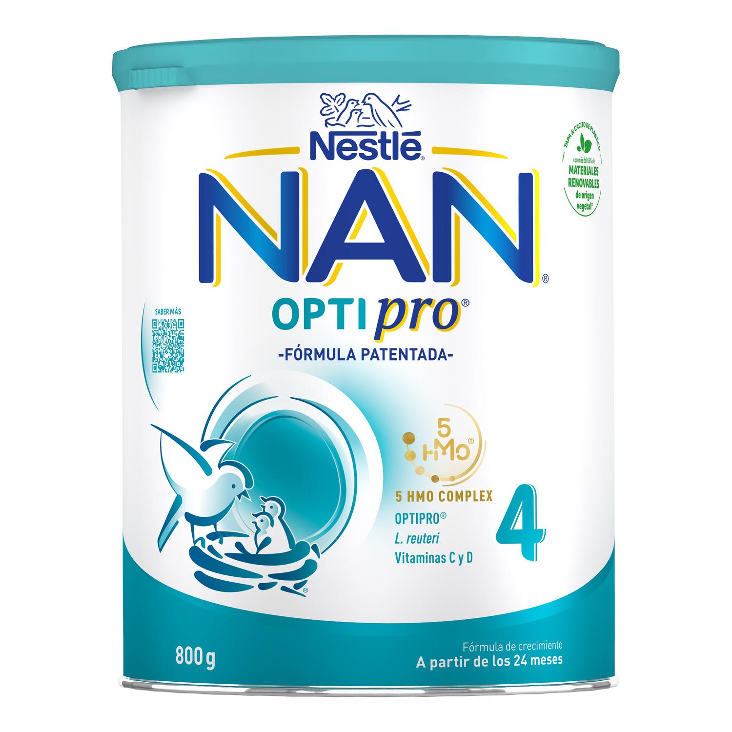 Leche infantil de crecimiento desde los 24 meses en polvo Nestlé Nan Optipro 4 lata 800 g.
