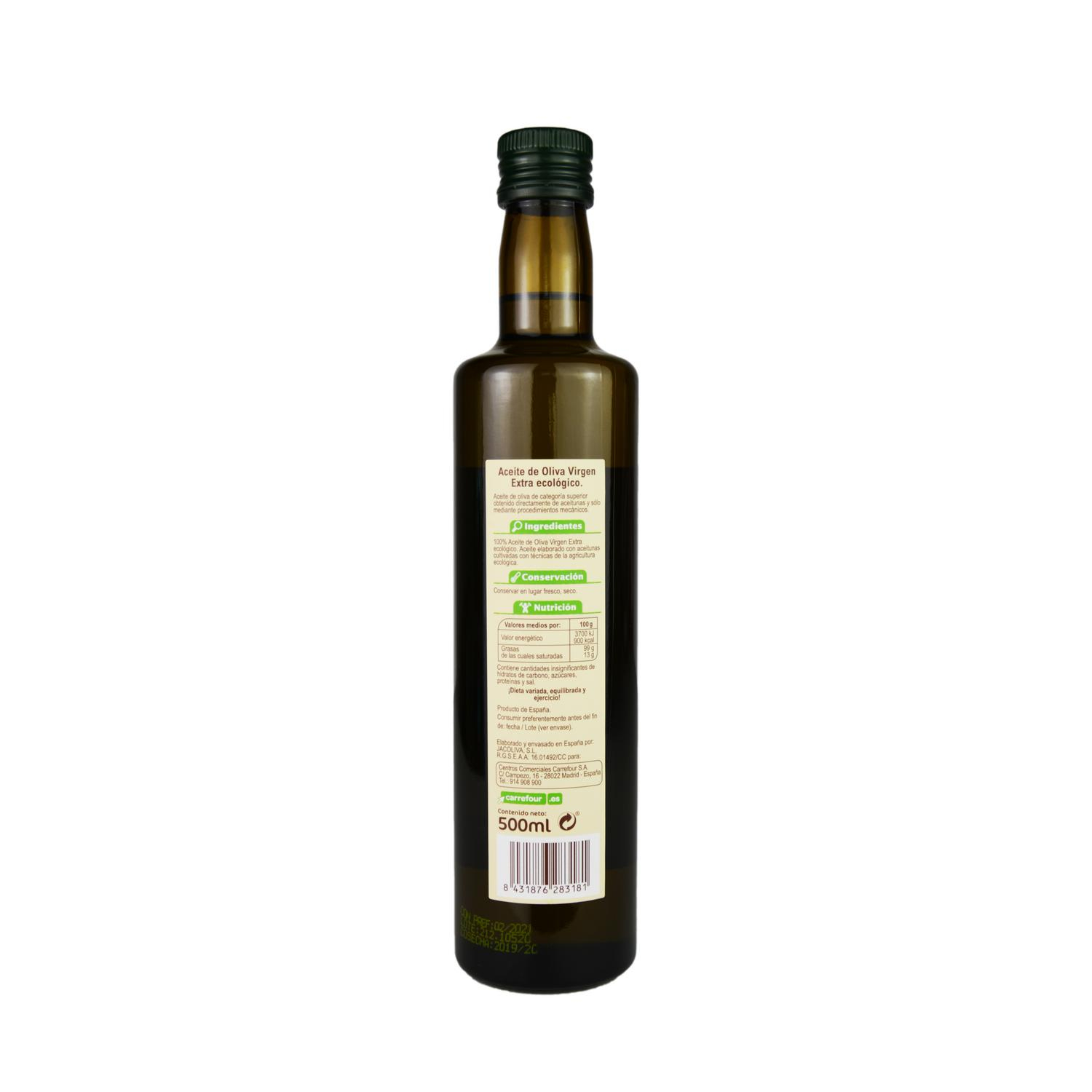 Aceite de oliva virgen extra variedad picual ecológico Carrefour Bio 500 ml.