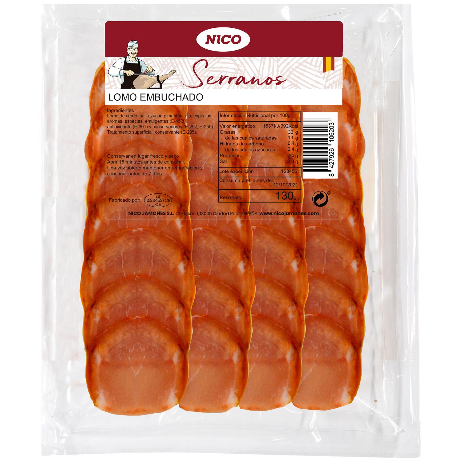 Lomo embuchado en lonchas Nico Serranos 130 g