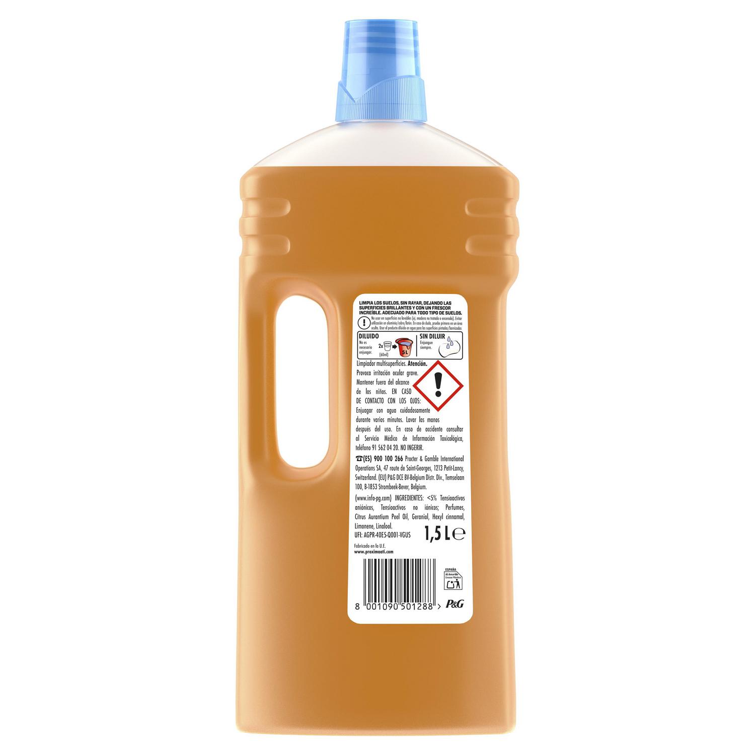 Friegasuelos para madera con aceite de cáscara de naranja Don Limpio 1,5 l.