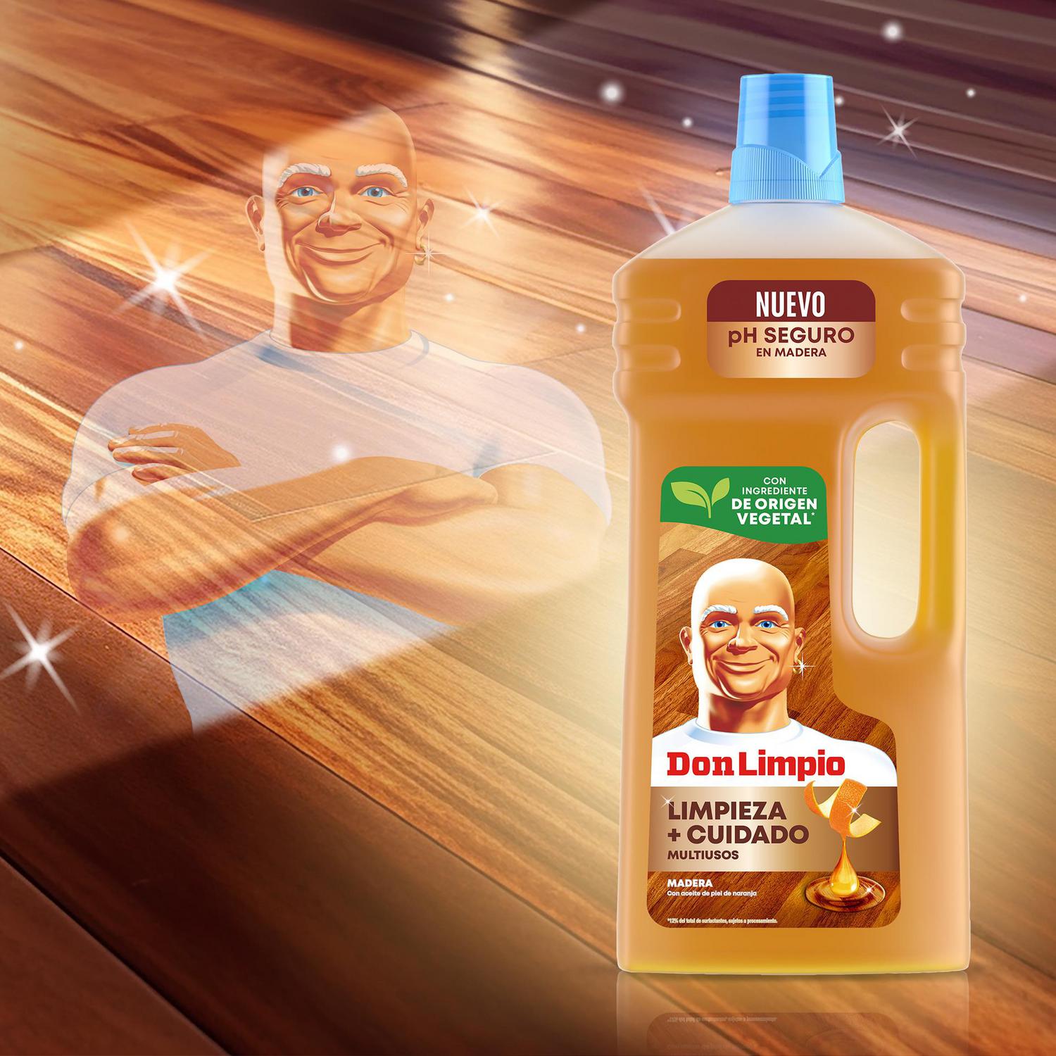 Friegasuelos para madera con aceite de cáscara de naranja Don Limpio 1,5 l.