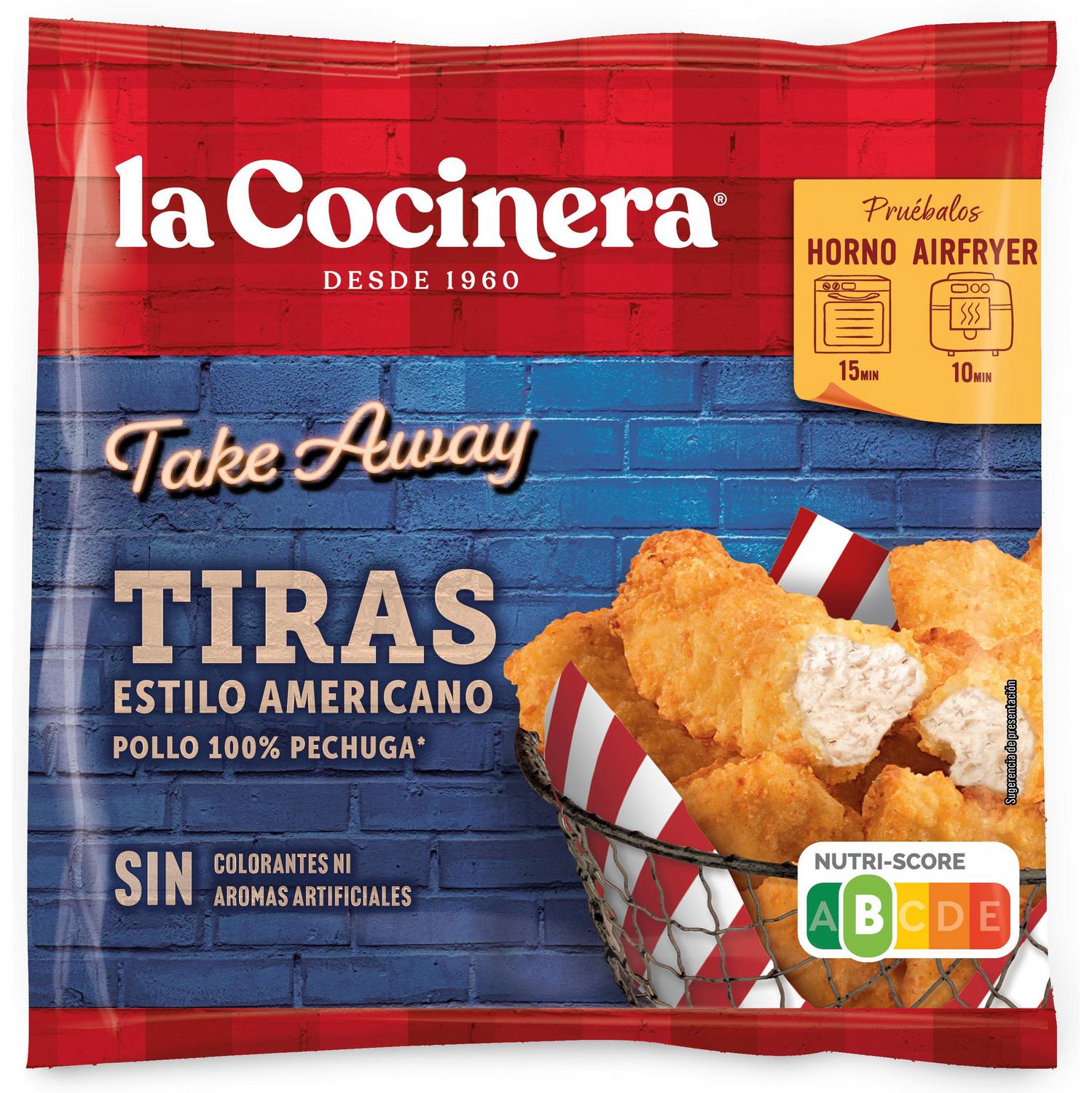 Tiras de pollo estilo americano La Cocinera 360 g.