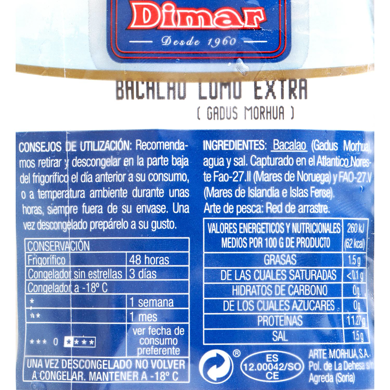 Lomos de bacalao congelado 500 g aprox