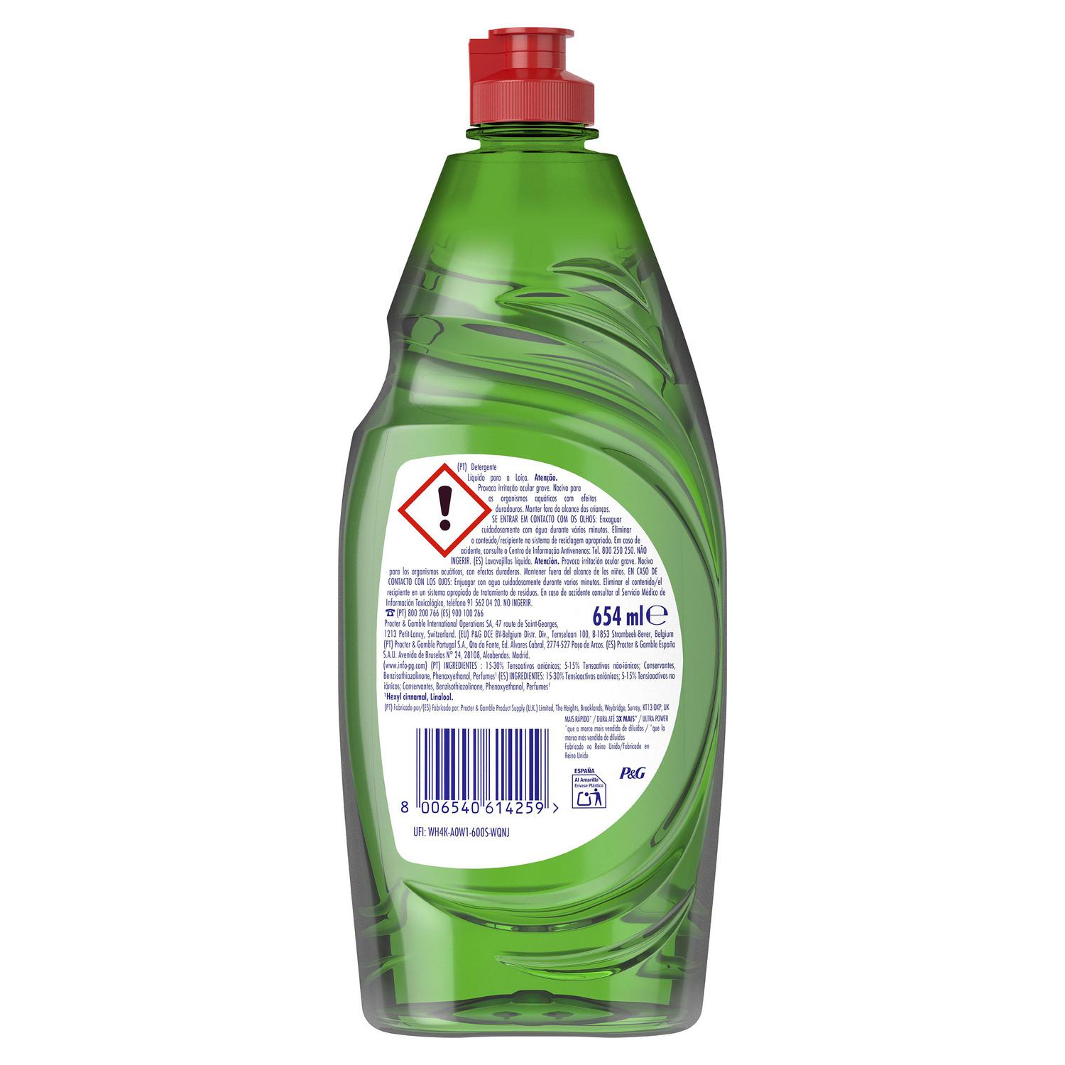 Lavavajillas a mano ultra poder Fairy 654 ml.