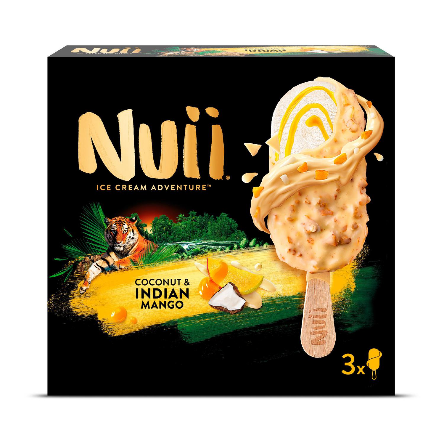 Bombón helado de coco con mango de la India Nuii sin gluten 3 ud.